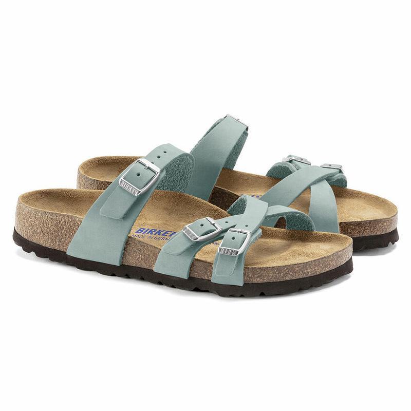 Birkenstock Soft Footbed Nubuck Læder Franca Dame Blå | DK 450TCE